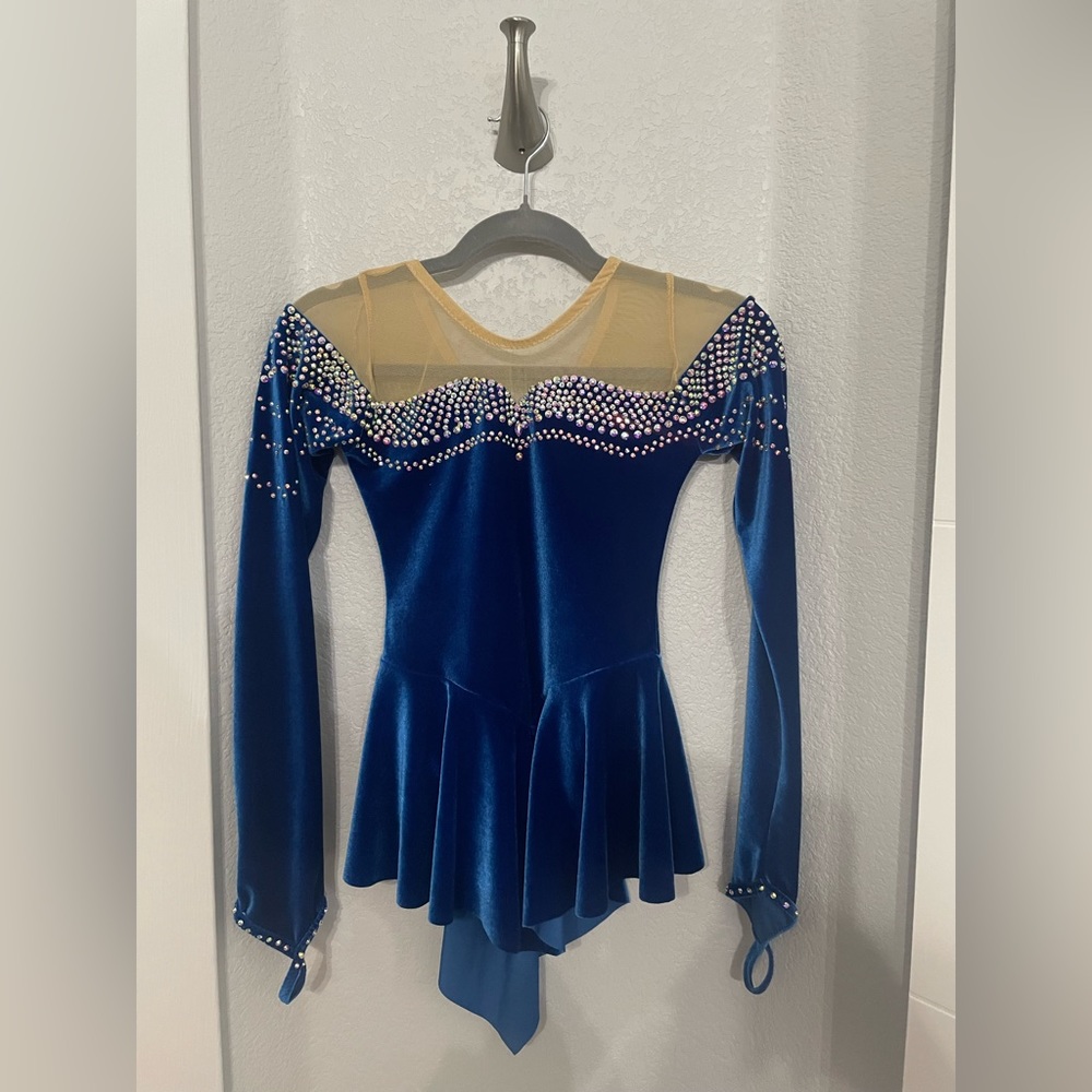 Dark blue velvet girls ice figure skating dress size large